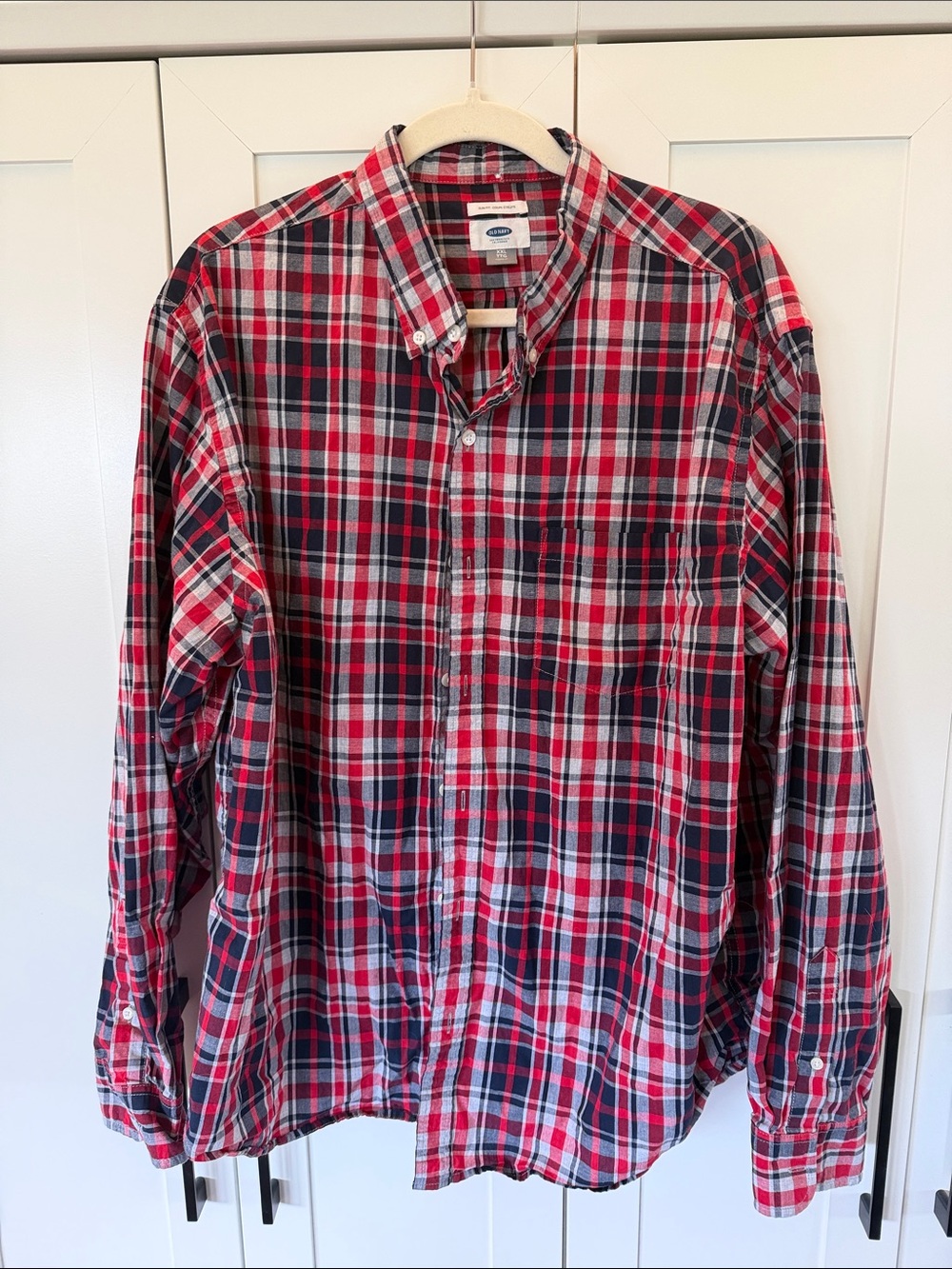Old Navy Red and Navy Blue Plaid Button-Down Shirt